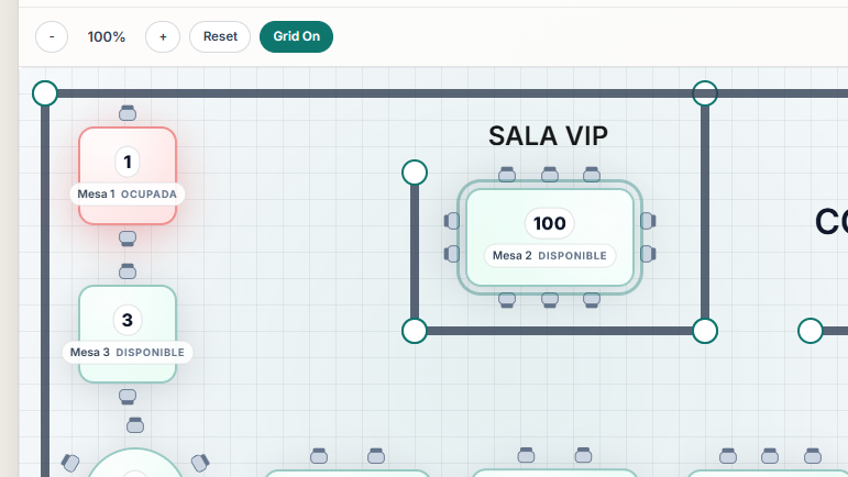 Modo edicion del editor de mesas