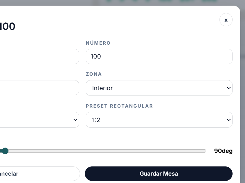 Asignacion de mesas por zona
