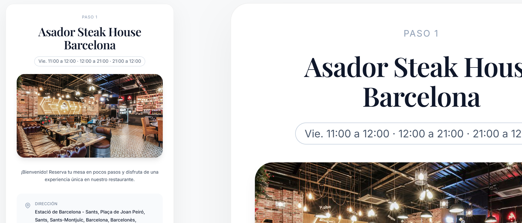 Cabecera con perfil del restaurante en la pagina de booking